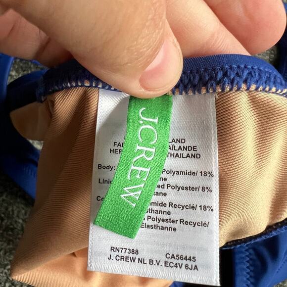 J. Crew Blue Heritage Scoop Neck Bikini Top NWT Size L - Picture 6 of 7